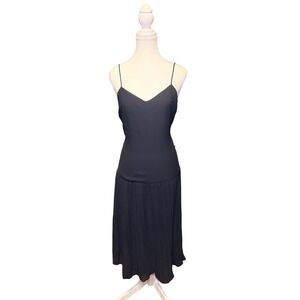 Vintage Patra Black Pleated Midi Maxi Dress | Size 7/8